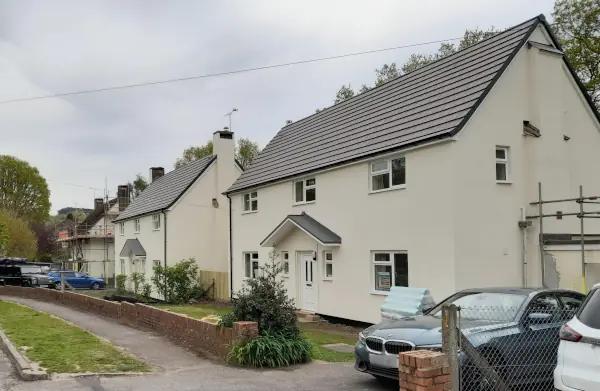 Bespoke large apex GRP canopy on EWI refurbished property